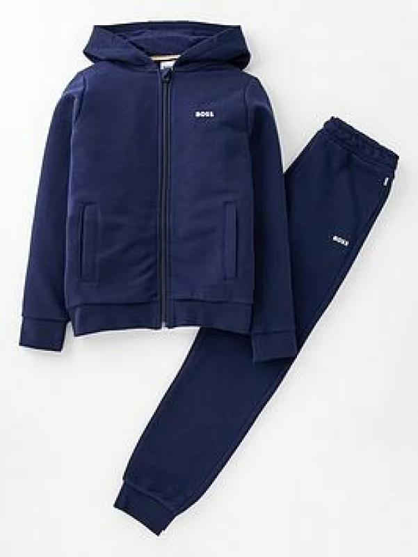 Image of Boss Kids Fleece Tracksuit Navy Blue male 10Y