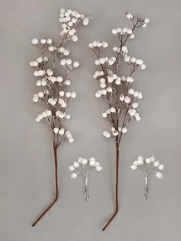 Image of Gisela Graham White Glitter Berry Tree Pick Bundle
