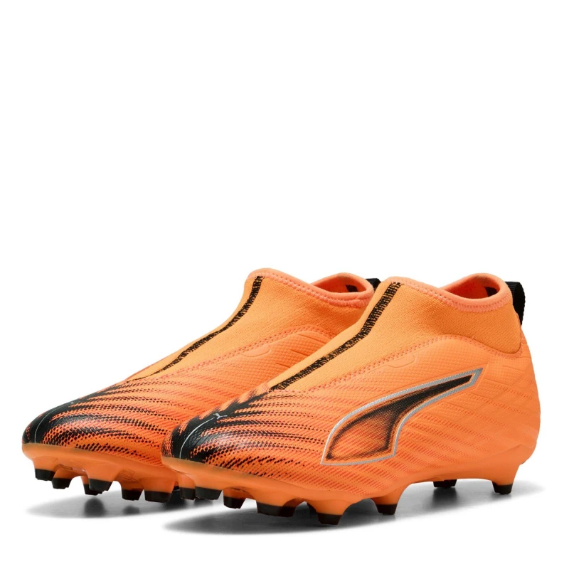 Image of Puma Ultra 5 Match Laceless Junior Firm Ground Football Boots Orange/Black male 4 (37)