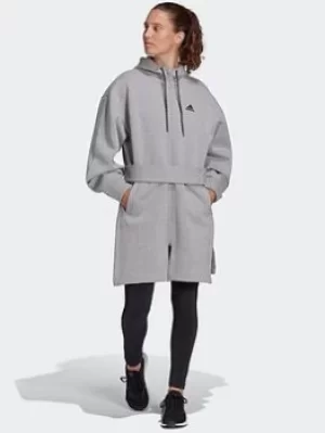 Image of adidas Sportswear Hooded Zip Jacket, Grey Size XS Women