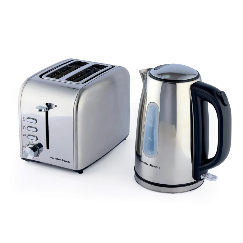 Image of Hamilton Beach Rise Kettle & 2 Slice Toaster Set - Polished in Silver Silver Unisex