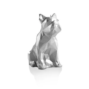 Image of Silver Low Poly Bulldog Candle