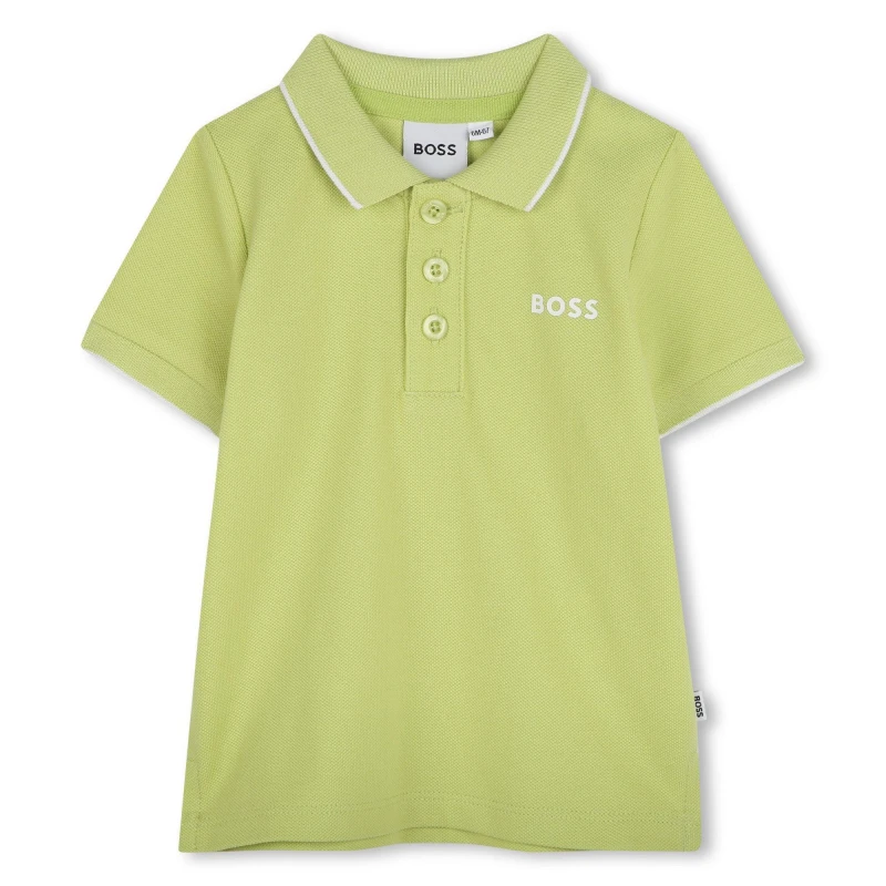 Image of Boss Kids Logo Short Sleeve Polo Shirt Apple 607 male 9 Mnth