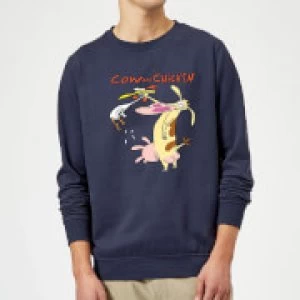 Image of Cow and Chicken Characters Sweatshirt - Navy - M