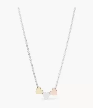 Image of Fossil Women Mother's Day Heart Tri-Tone Sterling Silver Boxed Necklace