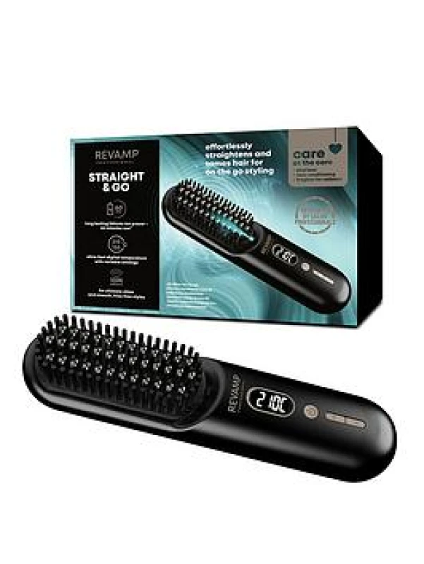 Image of REVAMP Straight & Go Hot Brush - Black & Gold, Black 5010777165661