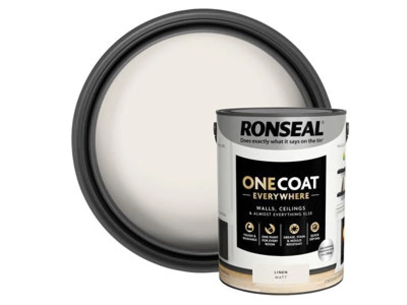 Image of Ronseal One Coat Everywhere Multi Surface Matt Paint Linen - 5L Natural