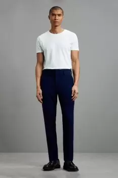 Image of Slim Fit Blue Texture Suit Trousers