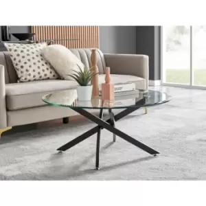 Image of Furniturebox Novara Black And Glass Round Miimalist Coffee Table
