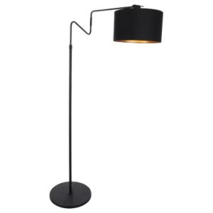 Image of Linstrom Floor Lamp with Shade Black Matte, Chintz Fabric