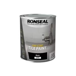 Image of Ronseal One Coat Tile Paint Black Satin 750ml
