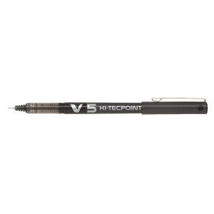 Image of Pilot V5 Hi Tecpoint Rollerball Pen Liquid Ink 0.5mm Tip Black Ref