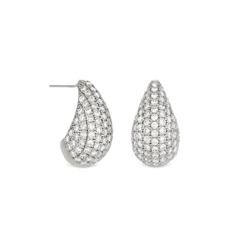 Image of Mood Silver Crystal Dome Hoop Earring Jewellery Sets One Size Silver 42516111000