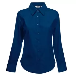 Image of Fruit Of The Loom Ladies Lady-Fit Long Sleeve Oxford Shirt (2XL) (Navy)