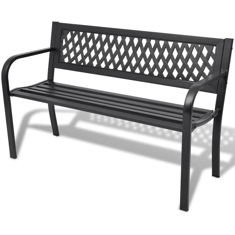 Image of vidaXL Black Steel 2-Person Garden Bench