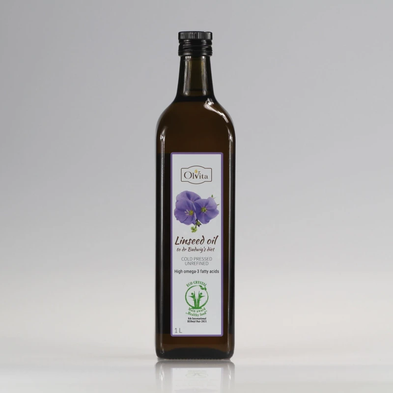 Image of Ol'Vita Raw Cold Pressed Unrefined Linseed oil for Dr Budwig Diet 1000 ml Yellow unisex