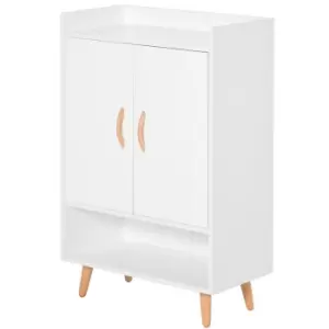 Image of Homcom Modern Shoe Cabinet Storage Organizer With Doors And Shelves Hallway White