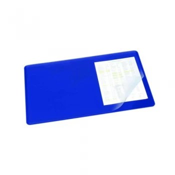 Image of Durable Desk Mat with Transparent Overlay 530 x 400mm Dark Blue 720207