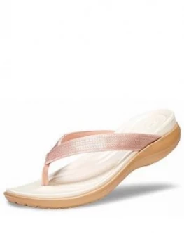 Image of Crocs Capri Sequin Flip Flop Rose Gold Size 5 Women