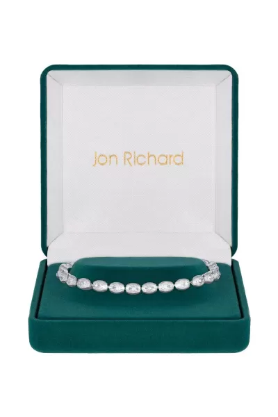 Image of Rhodium Plated And Cubic Zirconia Tennis Bracelet - Gift Boxed