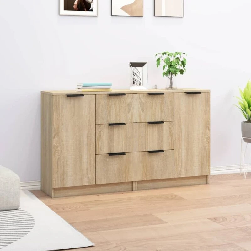 Image of VIDAXL Sideboards 2 pcs Sonoma Oak 60x30x70cm Engineered Wood Vidaxl 8720287122500