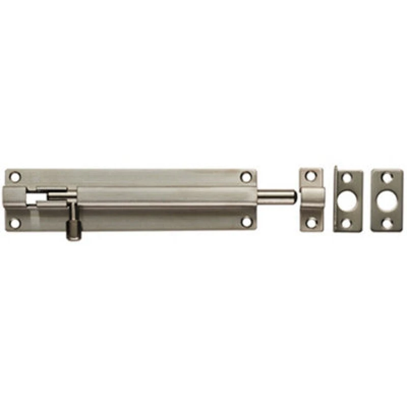 Image of Loops Straight Barrel Surface Mounted Door Bolt Lock 150 x 38mm Satin Steel Metallics unisex