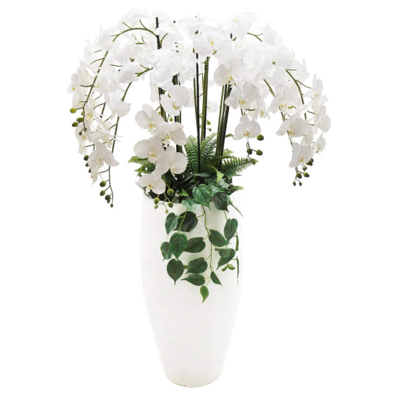 Image of Leaf 150cm White Orchid Potted Display Artificial