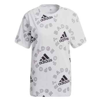 Image of adidas Essentials Logo Allover Print T-Shirt Womens - White / White