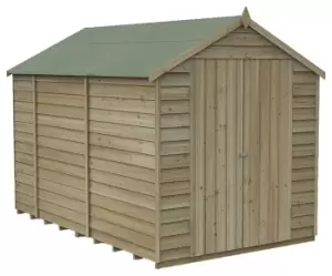 Image of Forest Garden 6 x 10ft 4Life Apex Overlap Pressure Treated Double Door Windowless Shed with Base and Assembly