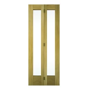 Image of Wickes Oxford Internal Oak Veneer Glazed 2 Panel Bi-fold Door - 1981 x 762mm