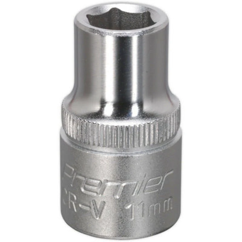 Image of Loops 11mm Steel Drive Socket - 1/2" Square Drive - Chrome Vanadium Wrench Socket Metallics