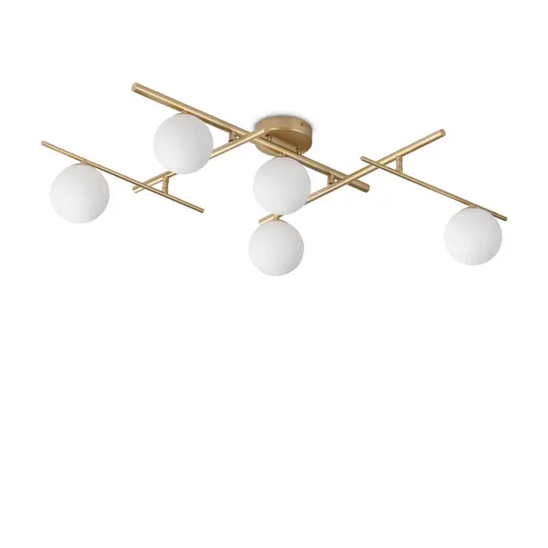 Image of Atlas 5 Light Globe Ceiling Light Brass