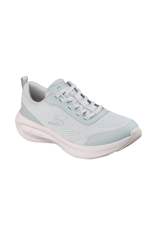 Image of Skechers Womens PLUSH FOAM Mesh Lace-Up Light Grey Size: 4 Light Grey Female 4