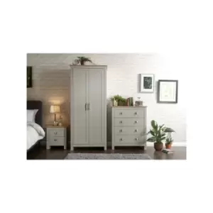 Image of Lancaster - Bedroom Furniture Set Grey Wardrobe Chest 4 Drawers Bedside Table Wood Storage