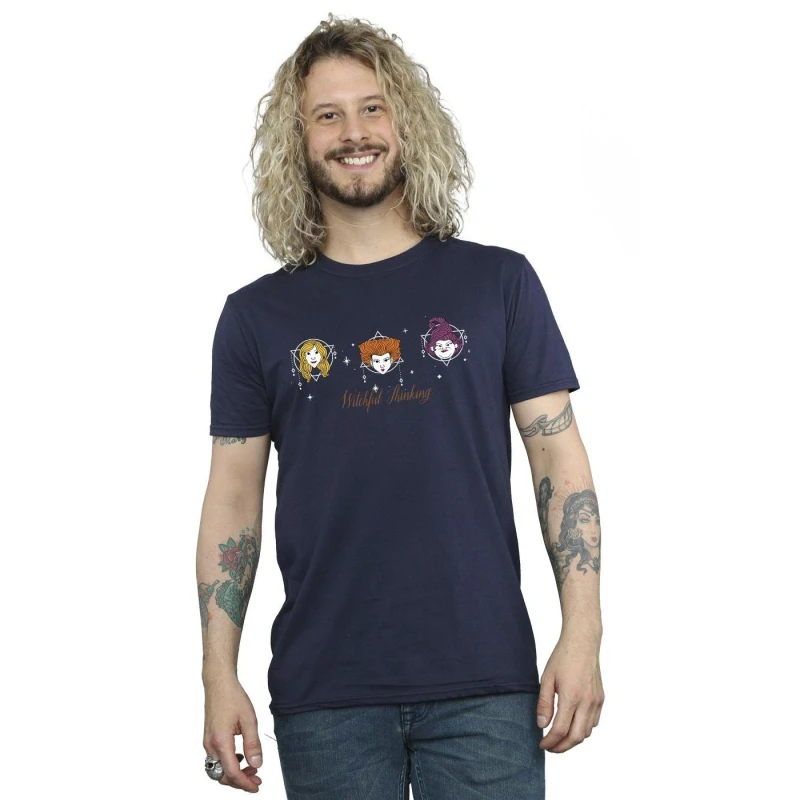 Image of Disney Men Hocus Pocus Witchful Thinking T-Shirt in Navy Size: Small Navy S Male 5063283800632