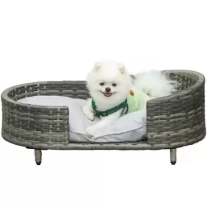 Image of Pawhut - Elevated Wicker Pet Sofa Dog Bed Couch for Small, , 75 x 42 x 29 cm
