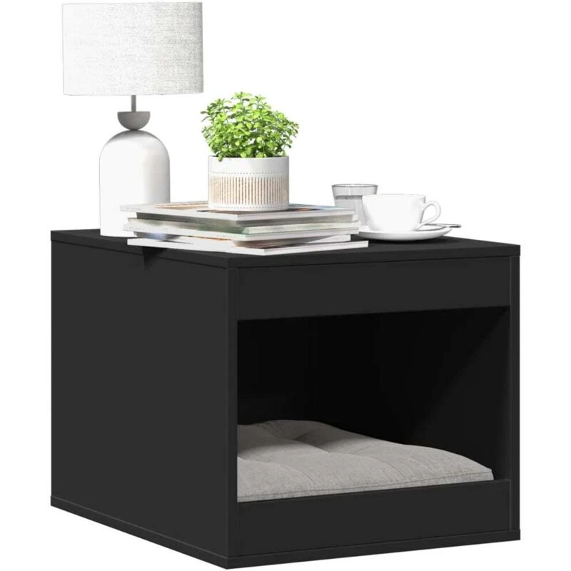 Image of vidaXL Cat Litter Box Enclosure Black 47x59x42cm Engineered Wood, Black 857761