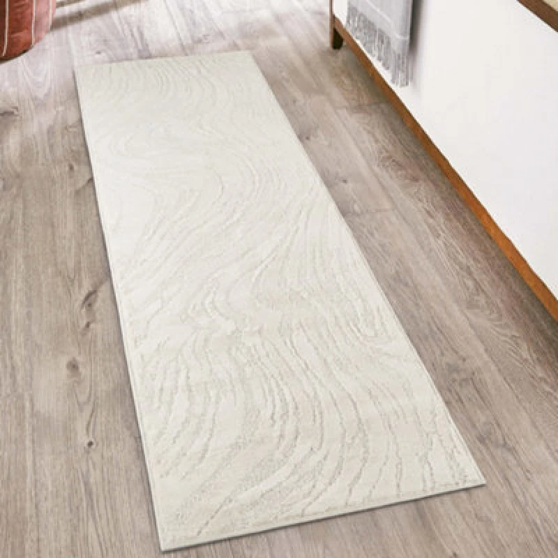 Image of Hamilton Modern Metallic Sheen Area Rug - Marble Inspired Design Cream 60Cm X 220Cm