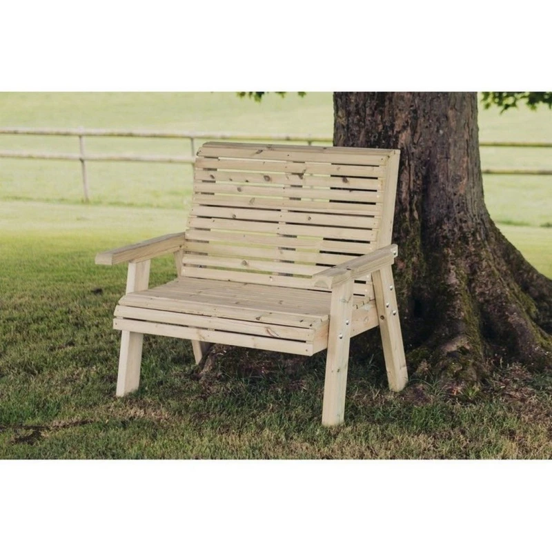 Image of Churnet Valley Garden Furniture Ltd Ergonomical 2 Seater Bench - Partially Assembled - Set of Cushions Inc in Brown Brown Unisex