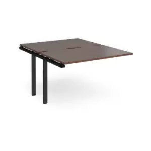 Image of Bench Desk Add On Rectangular Desk 1200mm With Sliding Tops Walnut Tops With Black Frames 1600mm Depth Adapt