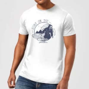 Image of Native Shore Surf Or Die Mens T-Shirt - White - 3XL