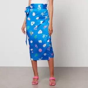 Image of Never Fully Dressed Blue Anthea Jaspre Satin Skirt - UK 8