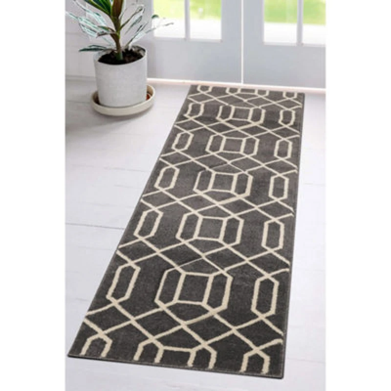 Image of Homemaker Newport Lattice Geometric Runner Charcoal - Homemaker - Size: 60X200 Charcoal 60X200 HR97501