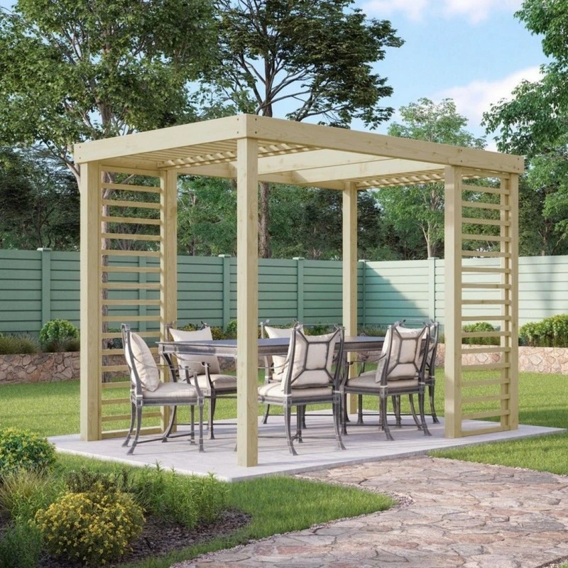 Image of Rutland County Garden Furniture Ltd Panel Pergola - Wood - L240 x W360cm - Light Green Light Green Unisex