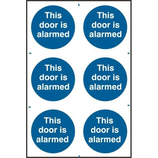 Image of ASEC This Door Is Alarmed 200mm x 300mm PVC Self Adhesive Sign