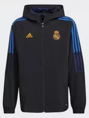 Image of Boys, adidas Real Madrid Tiro Presentation Track Top, Black, Size 7-8 Years
