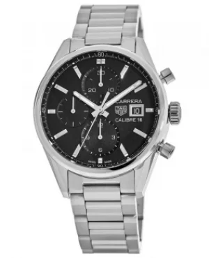 Image of Tag Heuer Carrera Calibre 16 Chronograph Automatic Black Dial Steel Mens Watch CBK2110.BA0715 CBK2110.BA0715