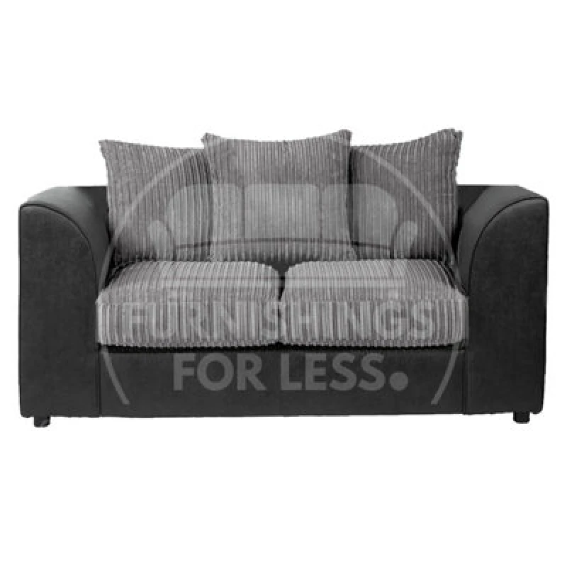 Image of Furnishings For Less UK Luxor Jumbo Cord Black And Grey Fabric 2 Seater Sofa