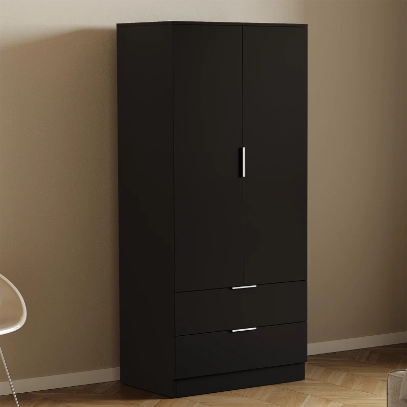 Image of Lassic Trega 2 Door 2 Drawer Wardrobe Black unisex 2+2