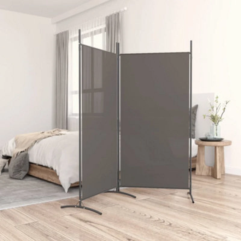 Image of Vidaxl 2-panel Room Divider Anthracite 175X180 Cm Fabric 350260